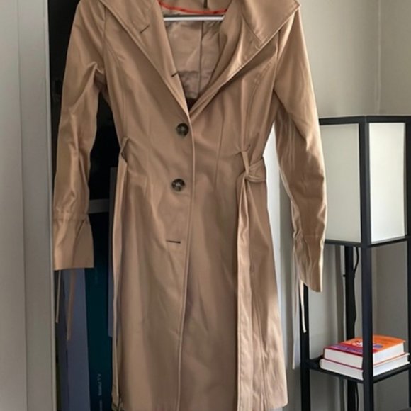 Donna Karan Women's Double-breasted Hooded Trench Coat - Picture 3 of 11